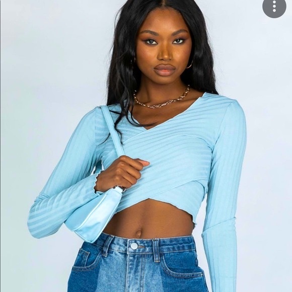 Princess Polly | Tops | Princess Polly Abigail Ribbed Wrap Crop Top |  Poshmark